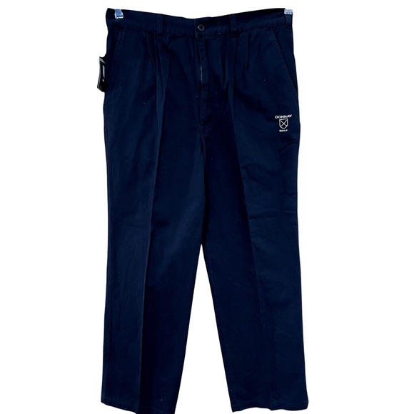DONNAY Golf Pants Mens 34 Pleated Front Trousers Black Golfing - Picture 1 of 7